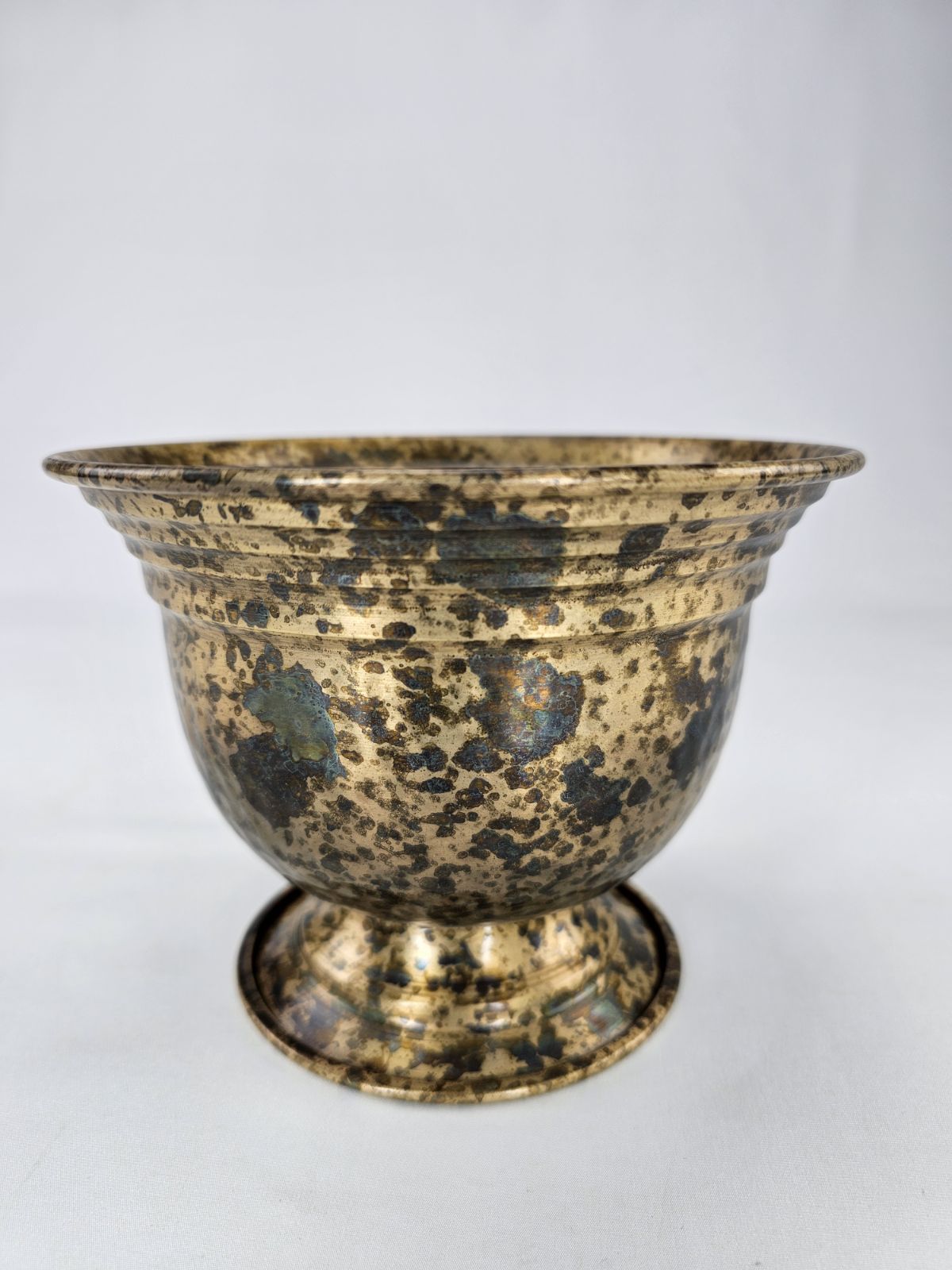 Metal compote container for floral designs -gold patina - Greenery Market