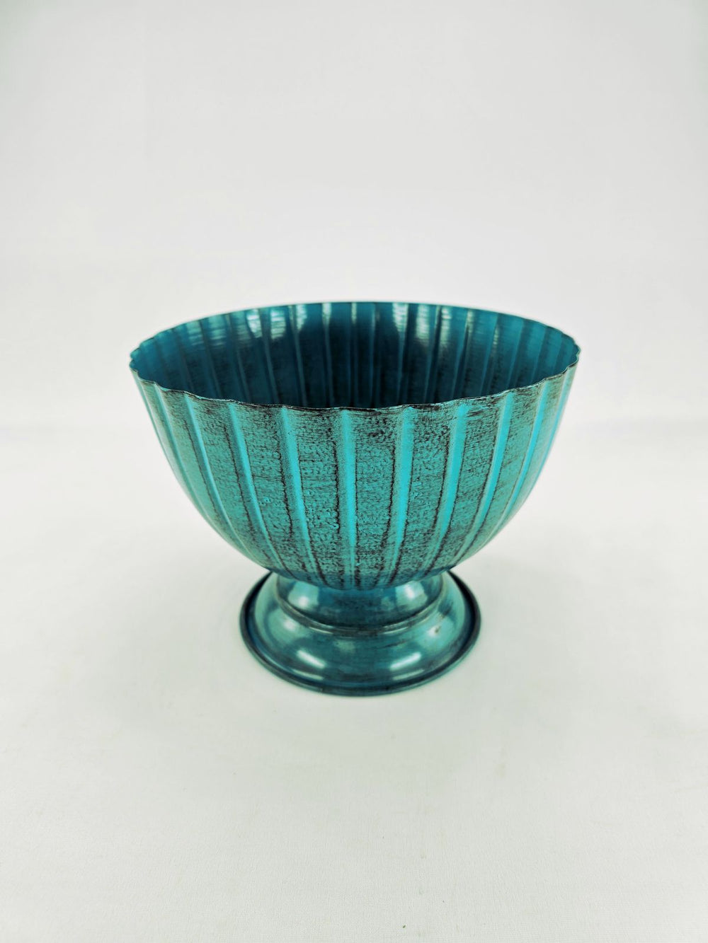 Metal compote container for floral designs - turquoise - Greenery MarketVasesKE258733