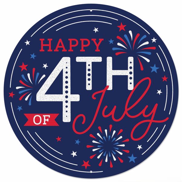 Metal & Glitter Happy 4th Of July Sign - 12" - Greenery MarketNovelty SignsMD1811H8
