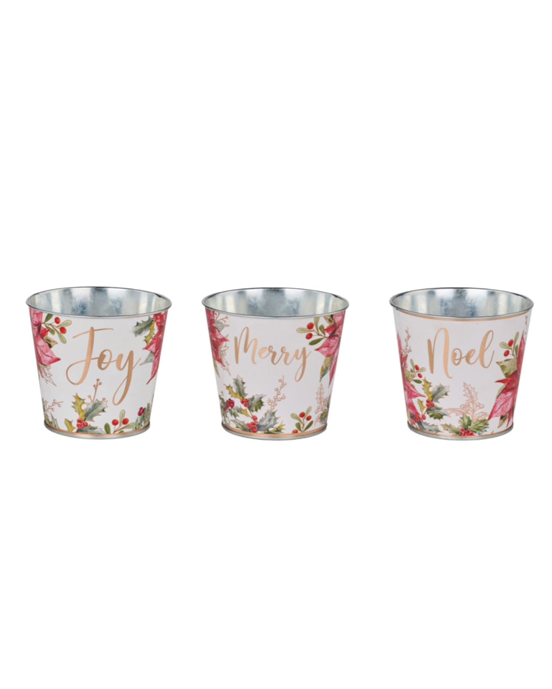 Metal holiday containers for floral designs - set of 3 - Greenery MarketVasesXC0195