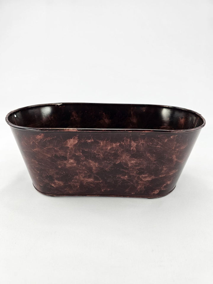 Metal, oval container for floral designs - dk brown - Greenery MarketVasesKE259099 Dark brown