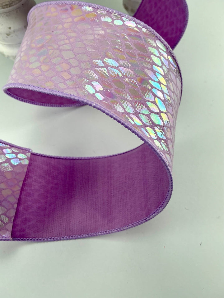 Metallic irridescent pattern wired ribbon 2.5” lavender - Greenery MarketRibbons & Trim240272