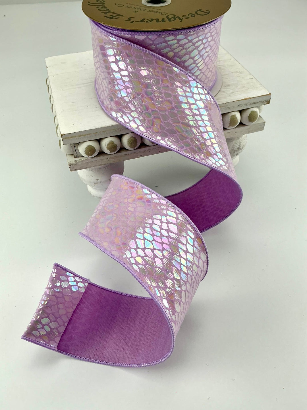 Metallic irridescent pattern wired ribbon 2.5” lavender - Greenery MarketRibbons & Trim240272