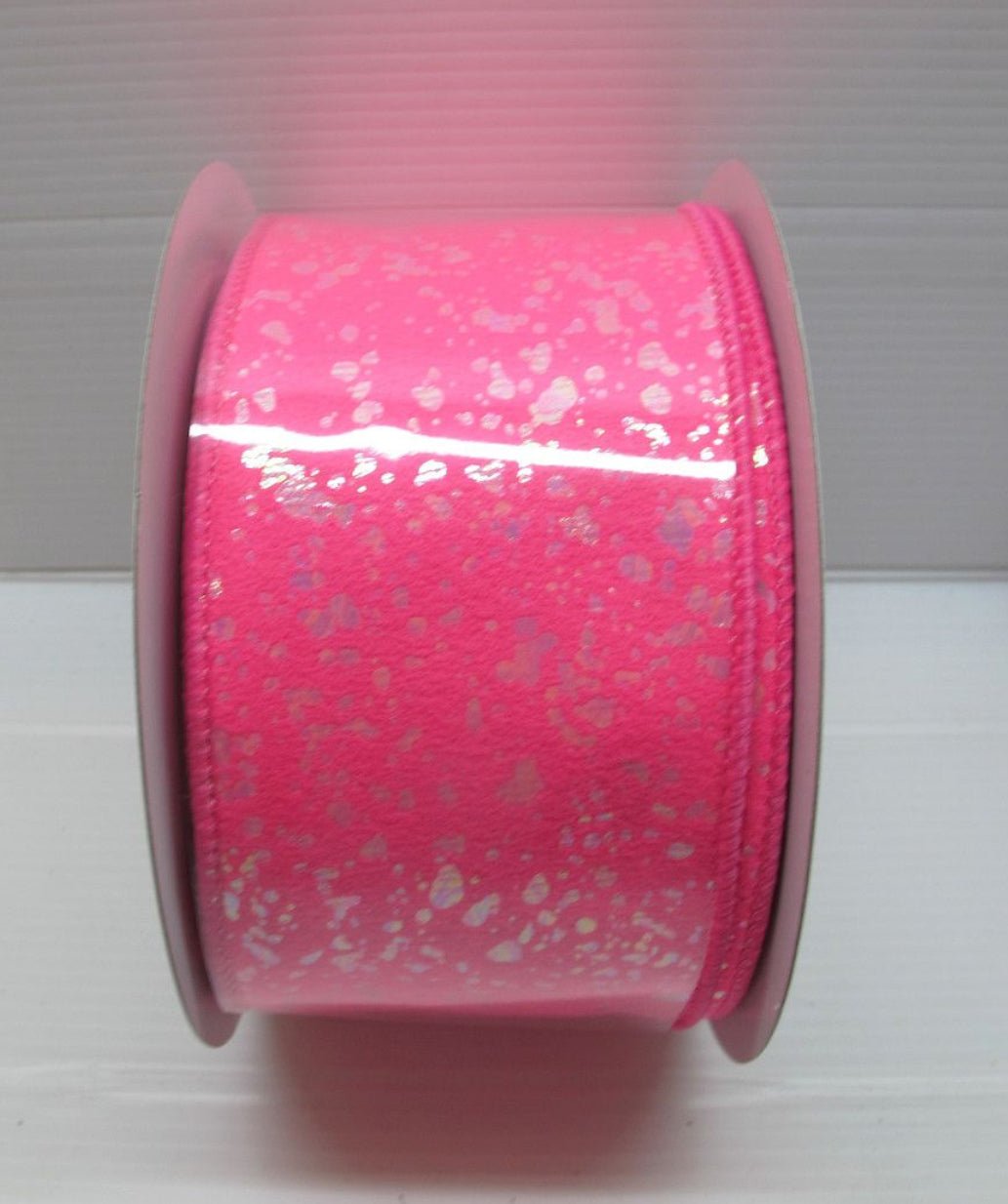 Metallic splatter wired ribbon 2.5” hot pink - Greenery Market