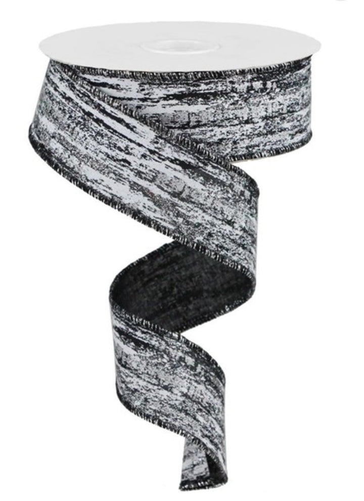 Metallic stripe on black wired ribbon 1.5” - Greenery MarketRGA191702