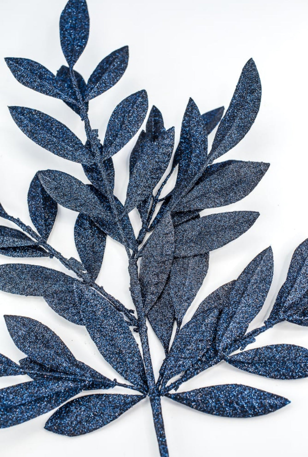 Midnight blue glittered bay leaf spray - Greenery MarketXS237019