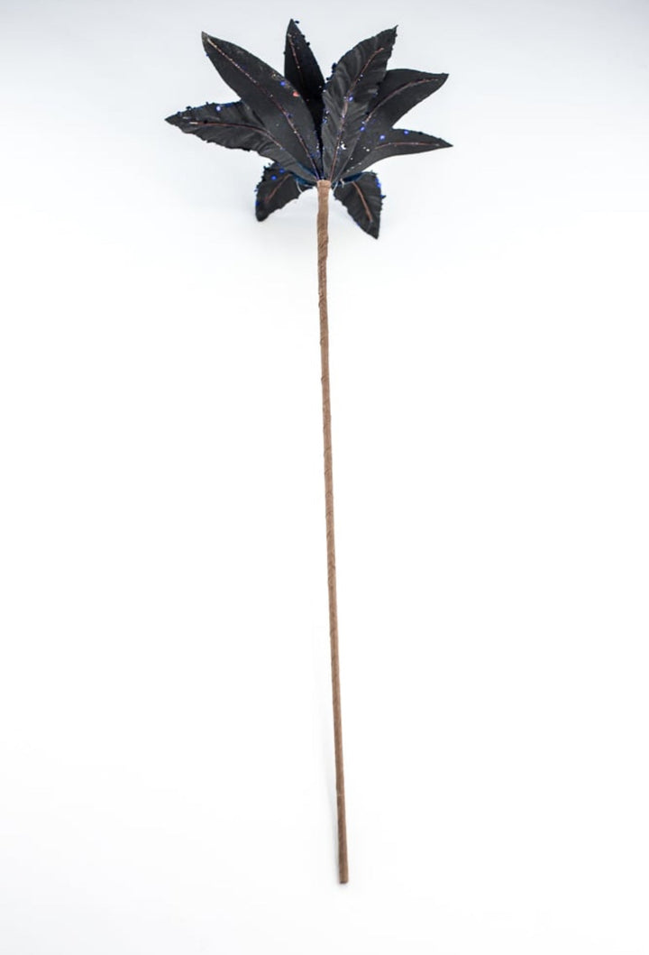 Midnight blue velvet and sequined poinsettia stem - Greenery MarketWinter and ChristmasXS3975