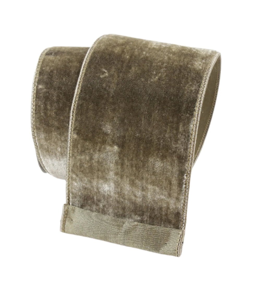 Mink Velvet Farrisilk Wired Ribbon - 4" - Greenery MarketRG804-24