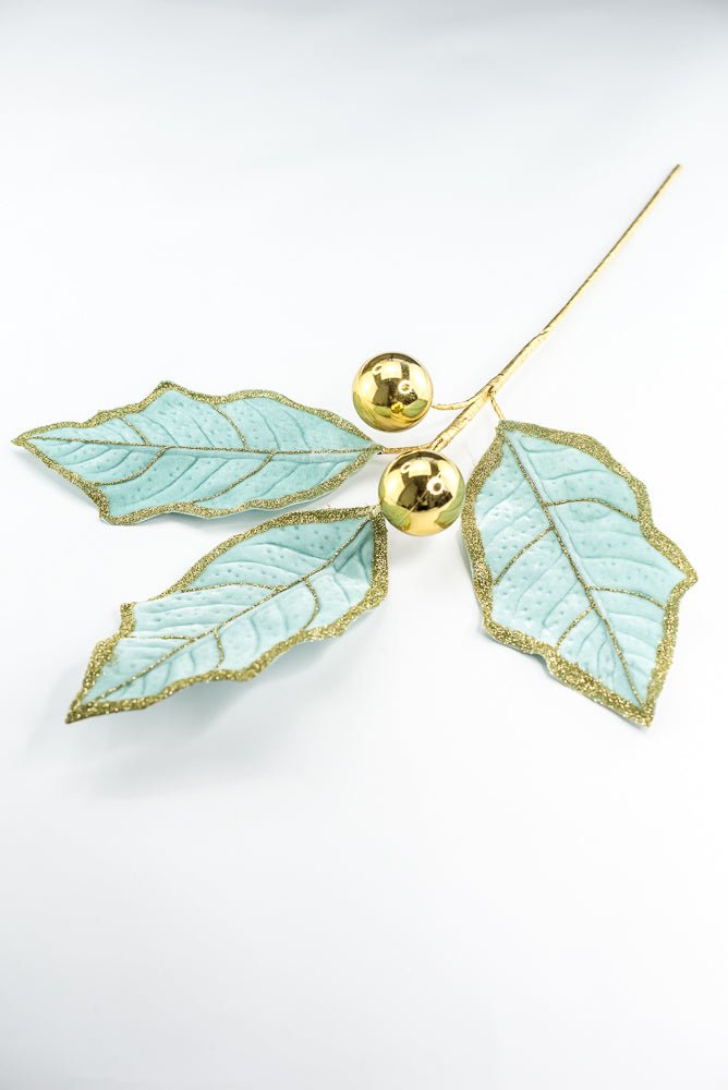 Mint and Gold Holly Leaves Spray - Greenery Market86264MIGD