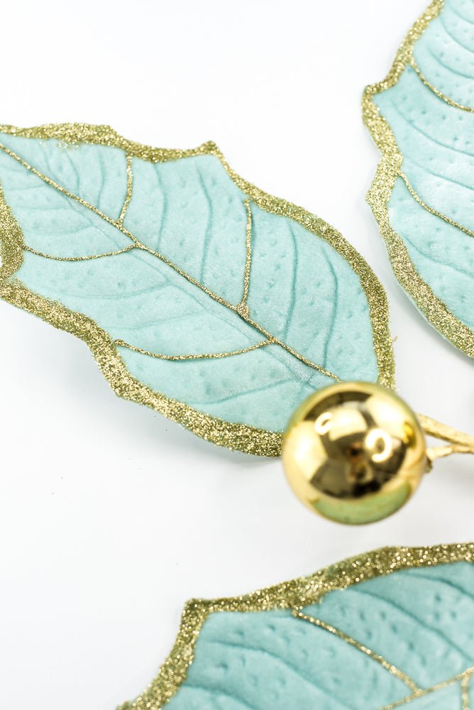 Mint and Gold Holly Leaves Spray - Greenery Market86264MIGD