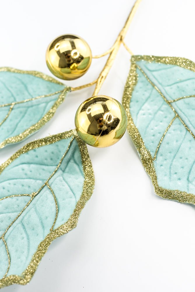 Mint and Gold Holly Leaves Spray - Greenery Market86264MIGD