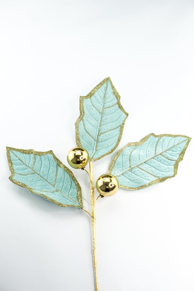Mint and Gold Holly Leaves Spray - Greenery Market86264MIGD