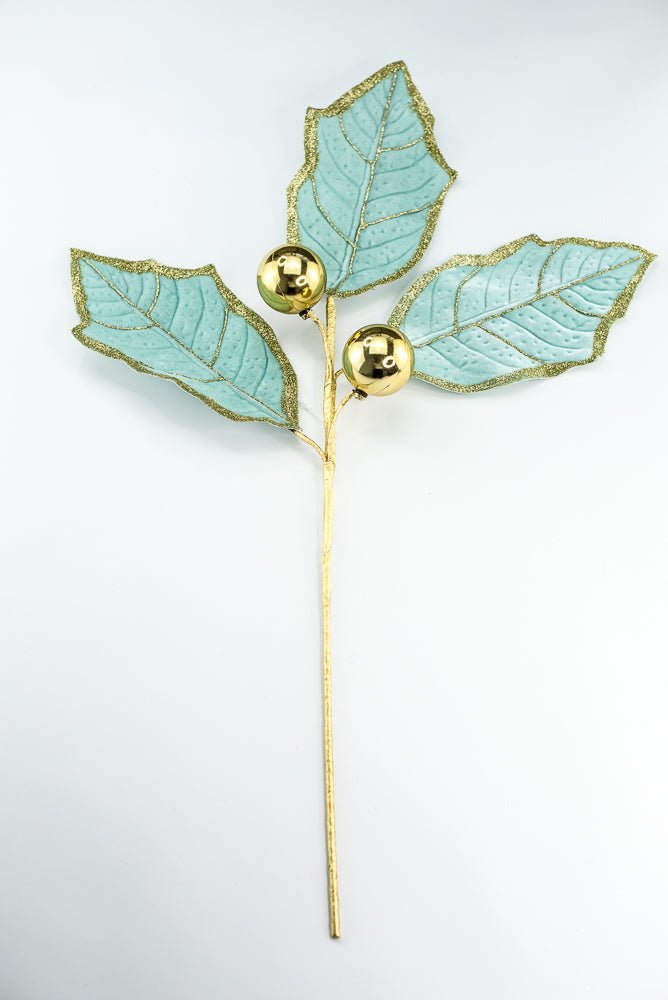 Mint and Gold Holly Leaves Spray - Greenery Market86264MIGD