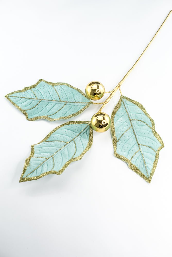 Mint and Gold Holly Leaves Spray - Greenery Market86264MIGD