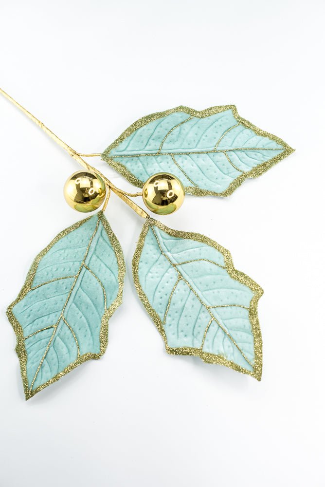 Mint and Gold Holly Leaves Spray - Greenery Market86264MIGD