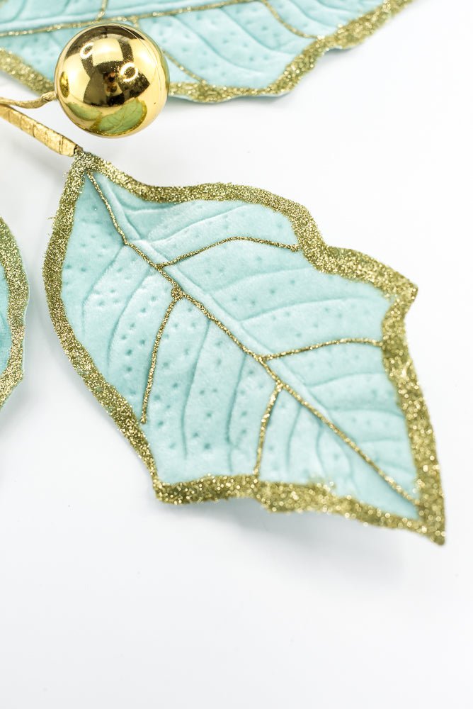 Mint and Gold Holly Leaves Spray - Greenery Market86264MIGD