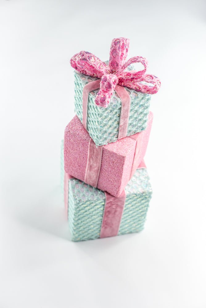 Mint and Pink Gift Box Stack - Greenery Market