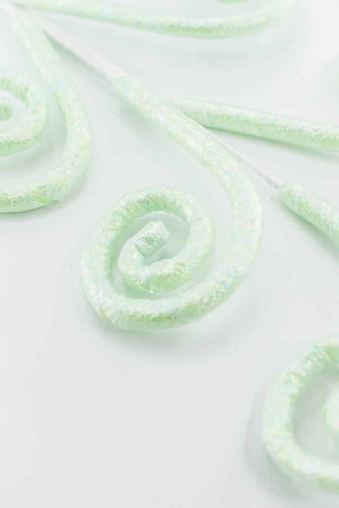 Mint Green Glossy Spiral Curly Spray - Greenery Market86294MINT