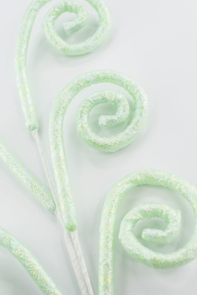 Mint Green Glossy Spiral Curly Spray - Greenery Market86294MINT