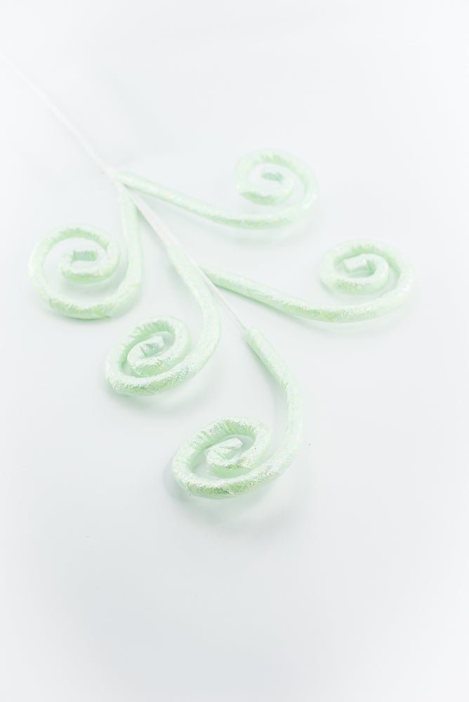 Mint Green Glossy Spiral Curly Spray - Greenery Market86294MINT