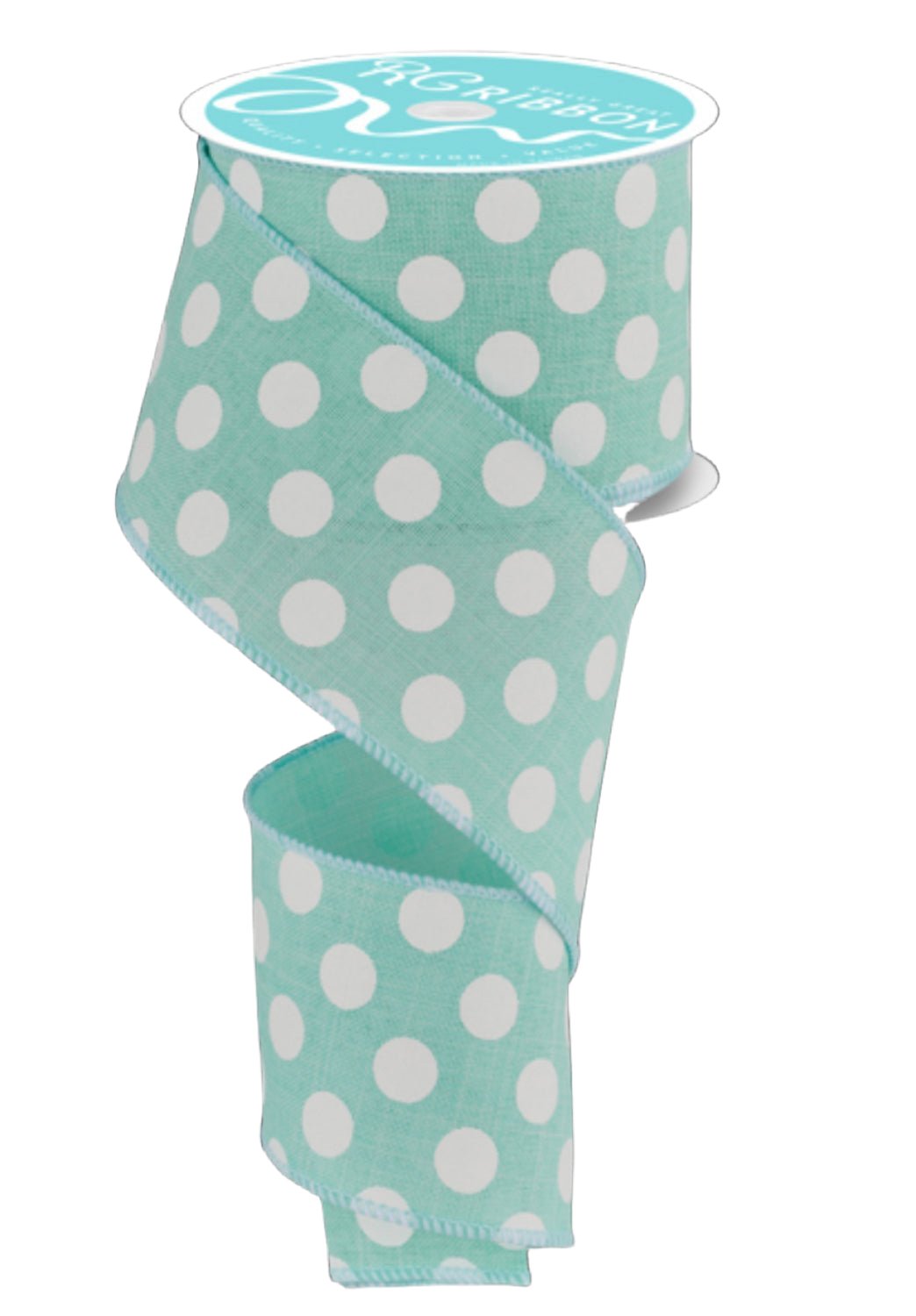 Mint green with medium polka dots 2.5” - Greenery MarketWired ribbonRG01207AN