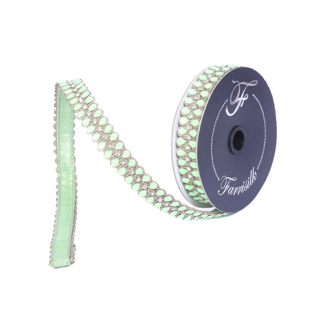 Mint Pendeloque Farrisilk Wired Ribbon - 1" - Greenery MarketRK901-13