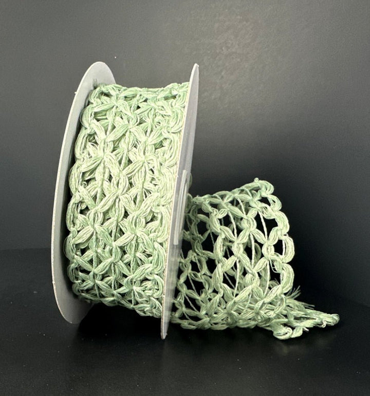 Mint squiggle open weave wired ribbon, 1.5" - Greenery MarketWired ribbon47506 - 09 - 06