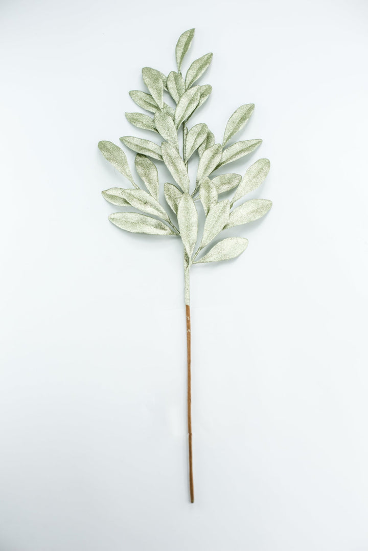 Minty Green Glitter Laurel Leaves Spray - Greenery Market86483MINT