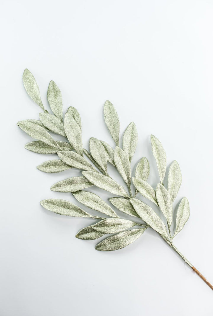Minty Green Glitter Laurel Leaves Spray - Greenery Market86483MINT