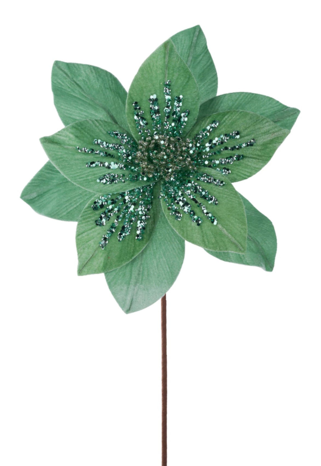 Minty Green velvet poinsettia stem - Greenery MarketXS401574