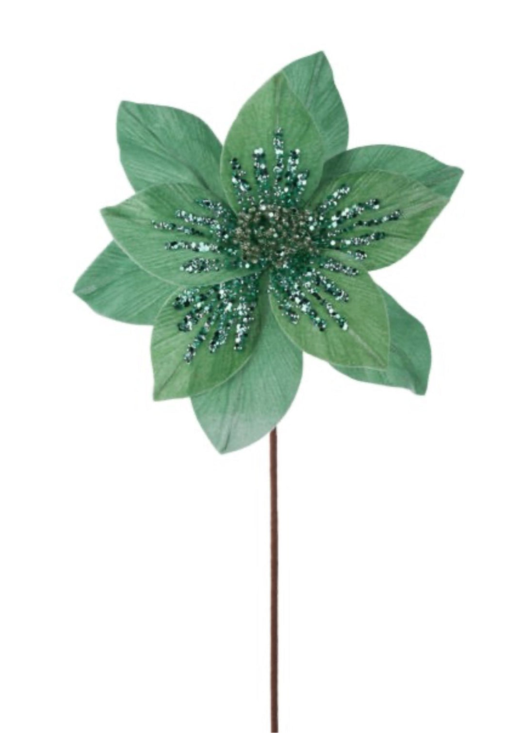 Minty Green velvet poinsettia stem - Greenery MarketXS401574