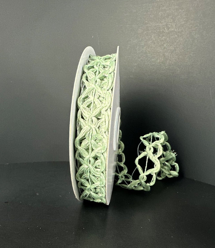 Minty jute squiggle open weave wired ribbon, 7/8" - Greenery MarketWired ribbon47506 - 05 - 06