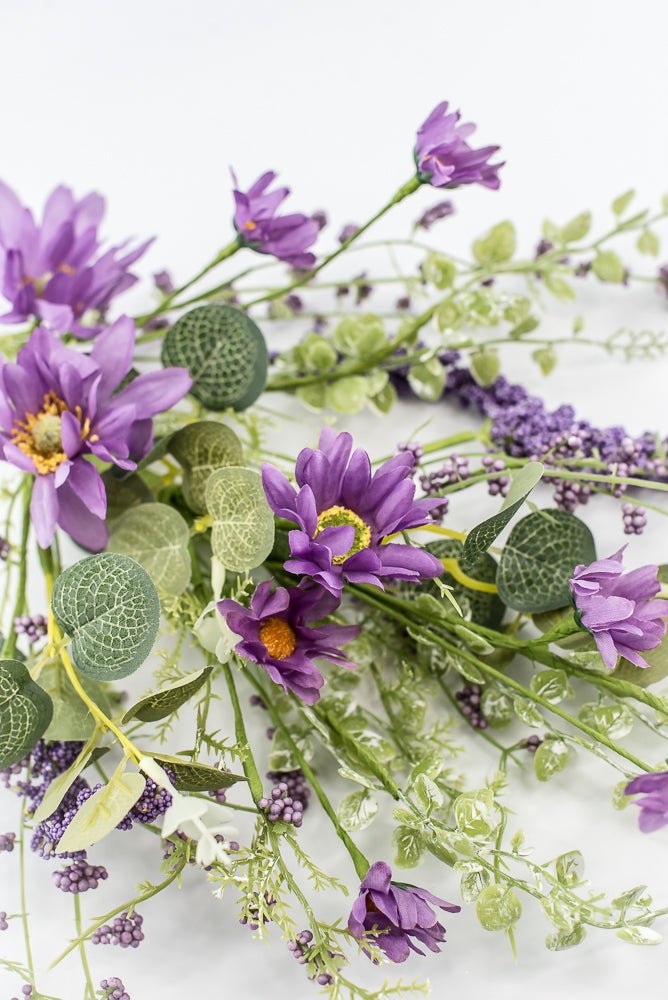 Mixed daisy flower spray - purple - Greenery MarketArtificial Flora40017-PU