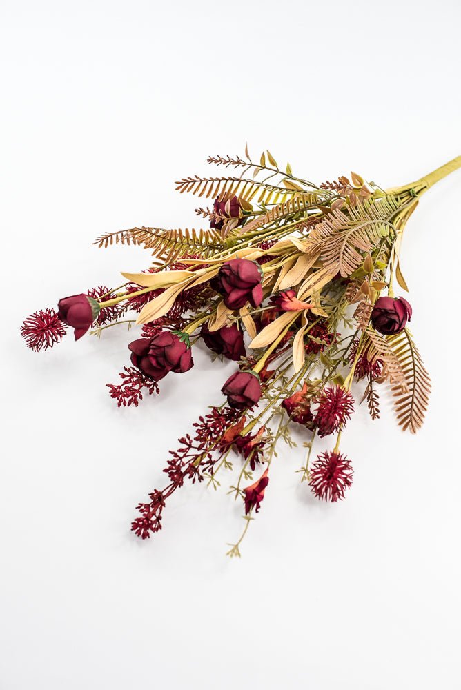 Mixed Filler Flowers And Greens Bush - wine red - Greenery MarketArtificial Flora65169 - RD