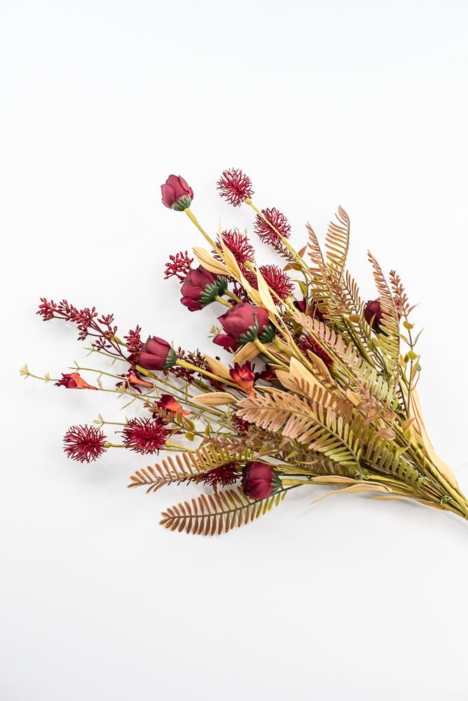 Mixed Filler Flowers And Greens Bush - wine red - Greenery MarketArtificial Flora65169 - RD