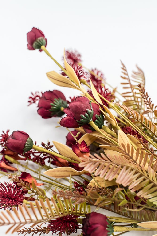 Mixed Filler Flowers And Greens Bush - wine red - Greenery MarketArtificial Flora65169 - RD