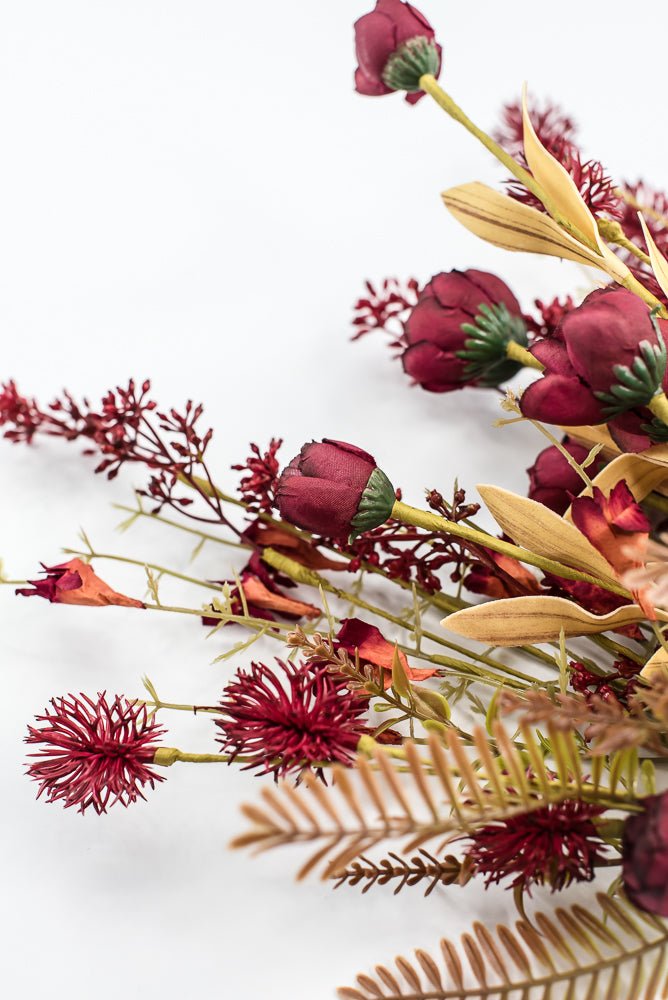 Mixed Filler Flowers And Greens Bush - wine red - Greenery MarketArtificial Flora65169 - RD