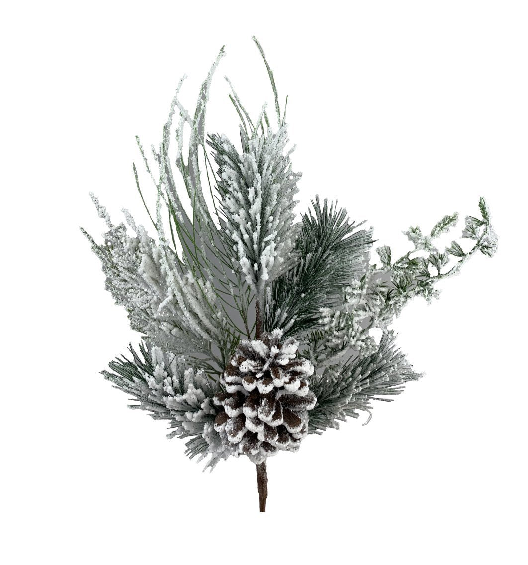 Mixed Flocked pine pick - Greenery Marketgreenery85474SP16