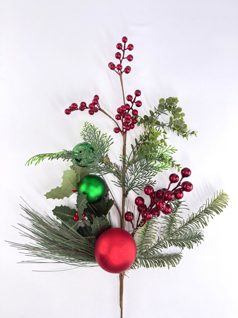 Mixed Greenery And Berries Spray With Ornaments - Greenery MarketC26289