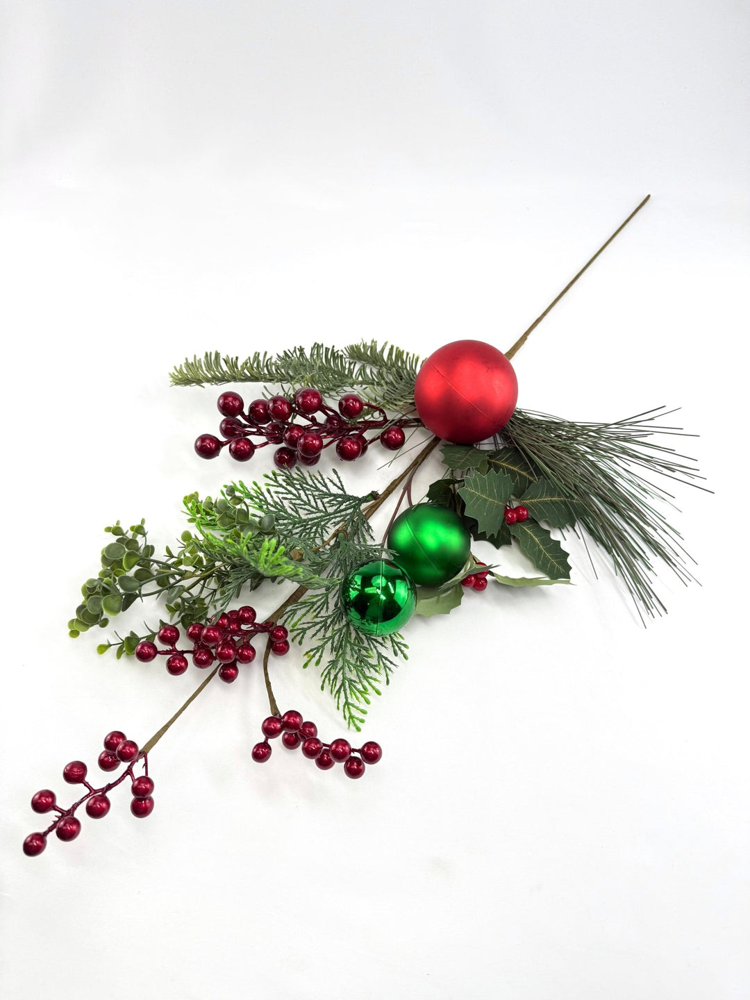 Mixed Greenery And Berries Spray With Ornaments - Greenery MarketC26289