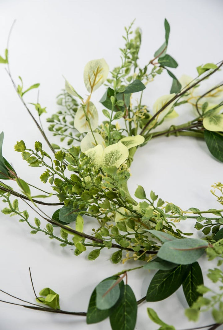 Mixed greenery and twigs candle ring mini wreath - Greenery Marketgreenery63056cr6