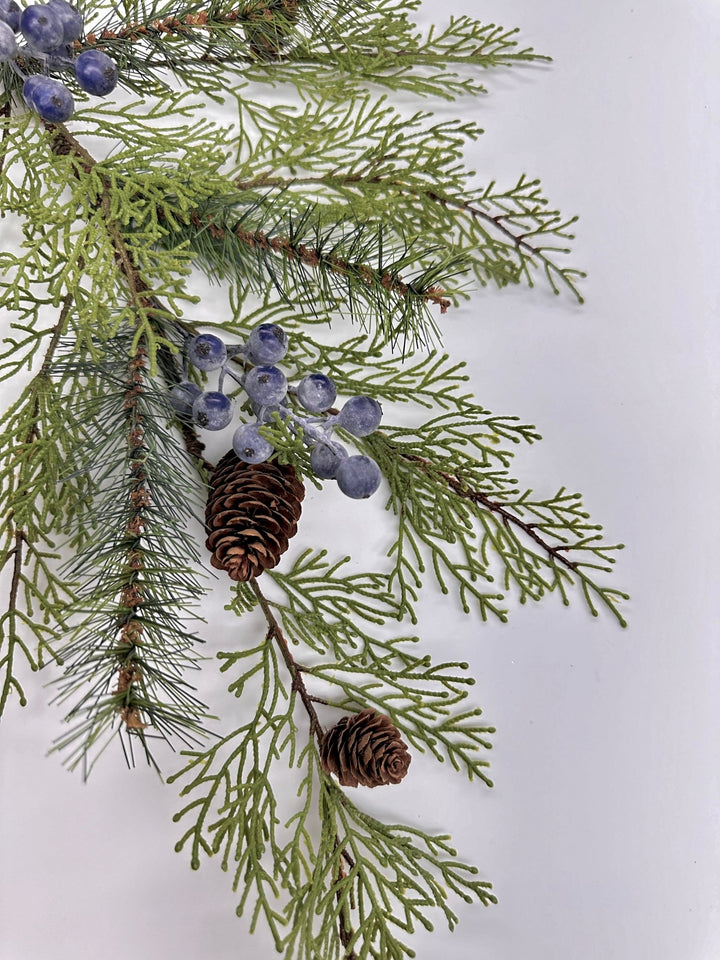 Mixed pine and cedar with blue berries spray - Greenery Market38184