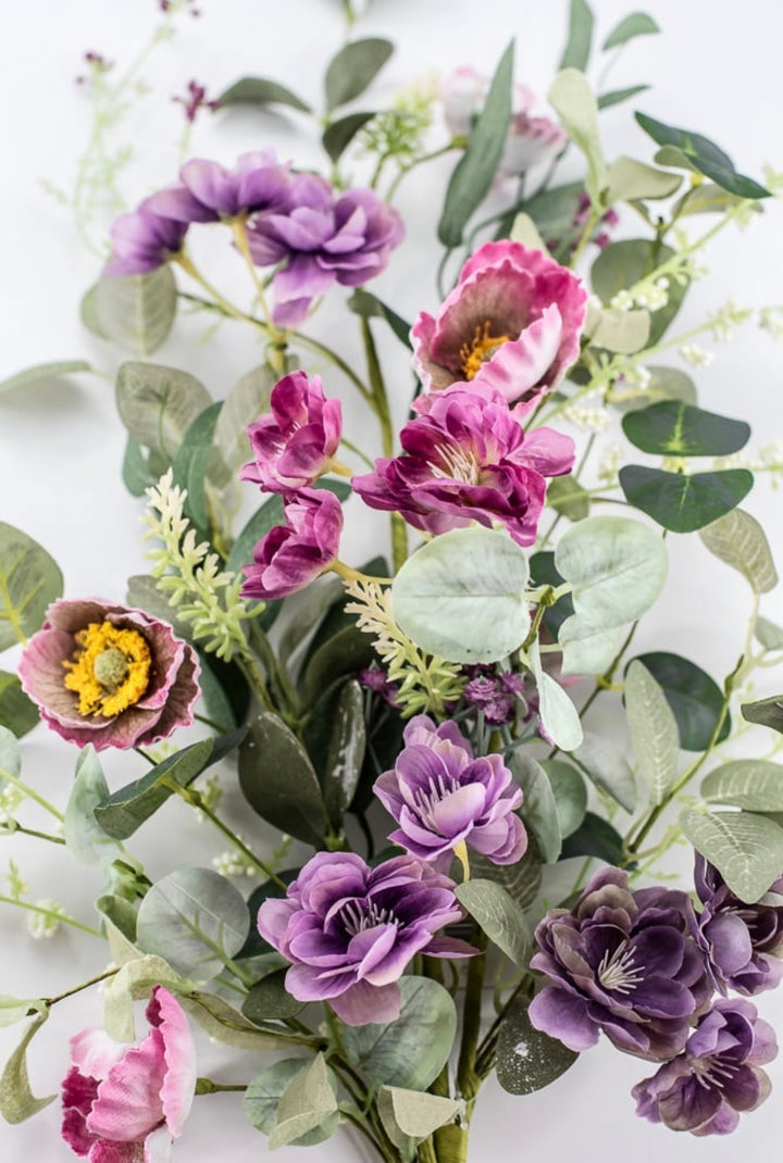 Mixed Poppy And Cherry Blossom Spray - 34" - Greenery MarketArtificial Flowers65542