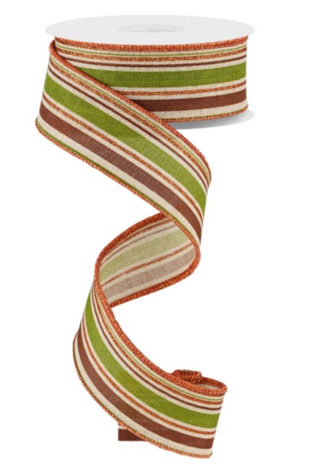 moss and brown stripe wired ribbon 1.5” - Greenery MarketWired ribbonRGE182144