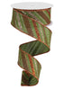 moss green and rust stripes and dots wired ribbon, 1.5” - Greenery Marketwired ribbonRGB130152