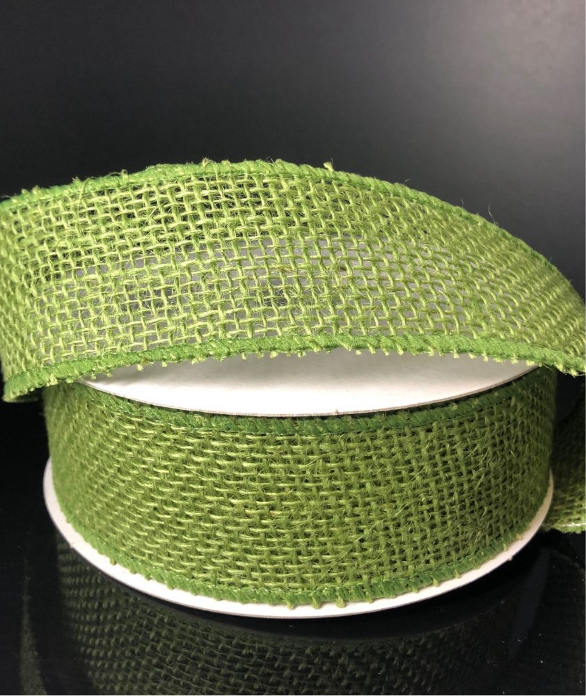 Moss green Burlap wired ribbon 1.5” - Greenery MarketWired ribbonX314709 - 08