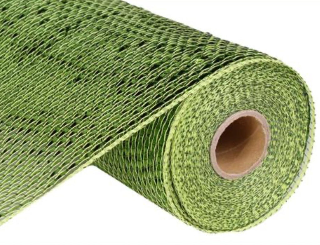 Moss Green deluxe wide foil mesh 10” - Greenery Market