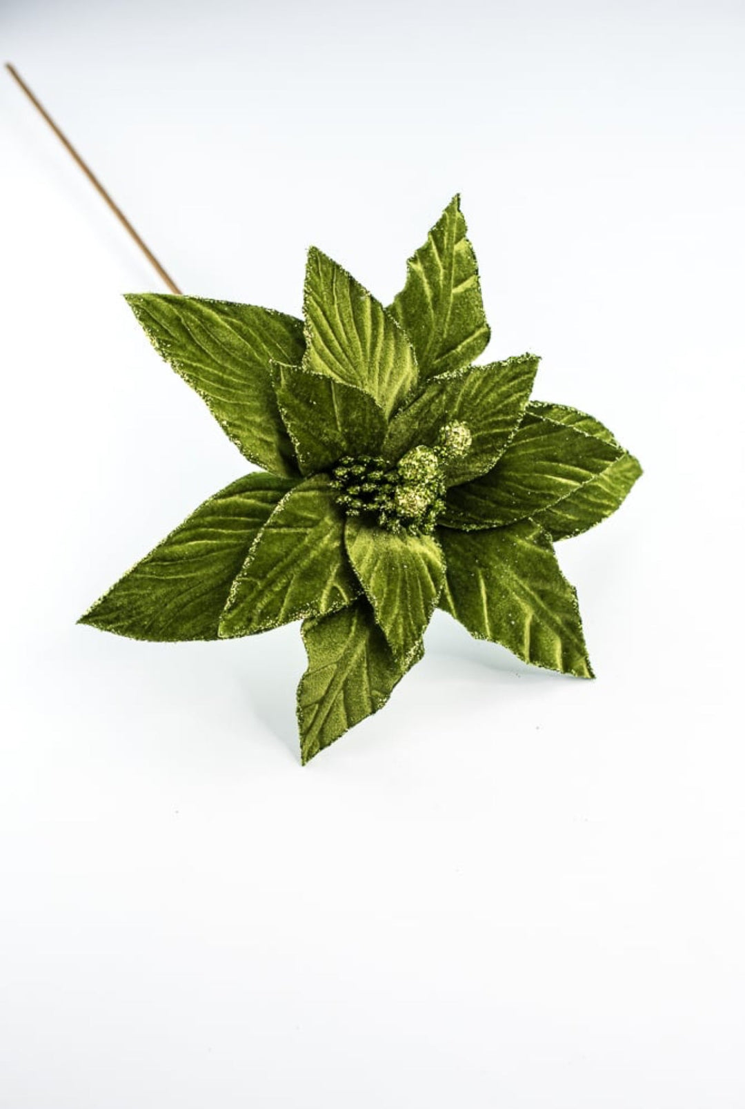 Moss green velvet poinsettia stem - Greenery MarketXS4087A1