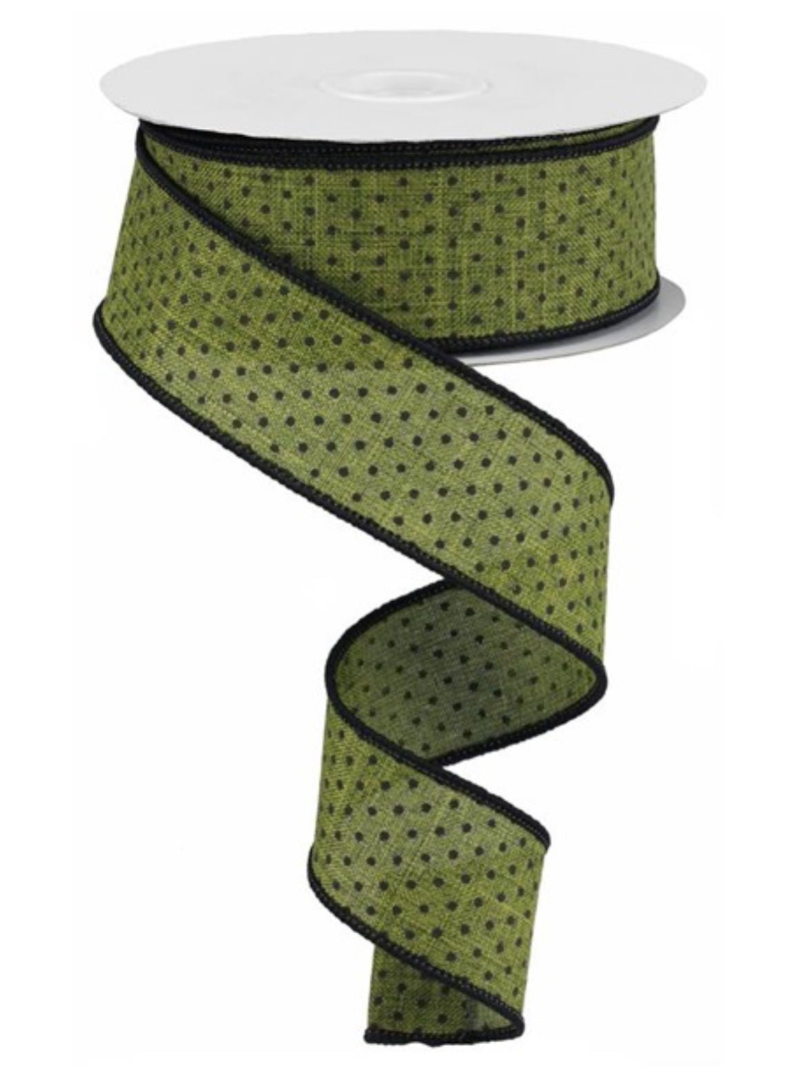 moss green with black raised dots ribbon 1.5
