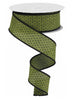 moss green with black raised dots ribbon 1.5" - Greenery MarketWired ribbonRG0168536